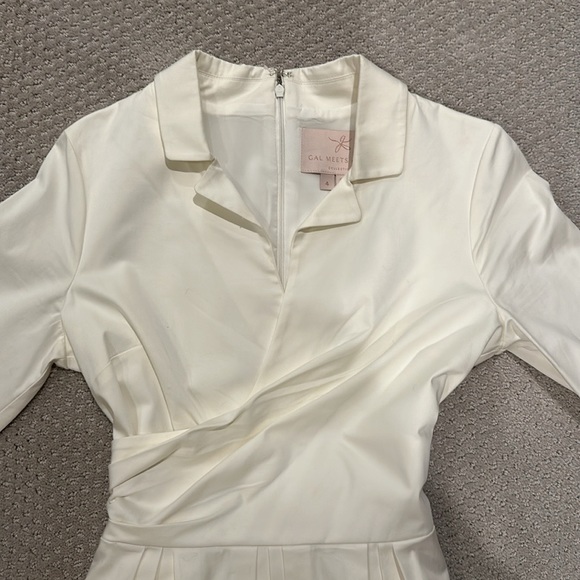 “Gal Meets Glam” faux wrap, A-line dress, sash, pockets. SZ 4. Off White - Picture 3 of 13
